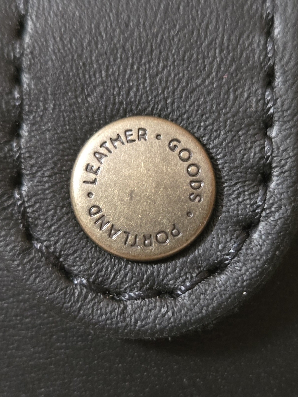 Portland Leather Black Leather Snap Bi-foldWallet w/ Brushed Metal Logo Button - Picture 2 of 7